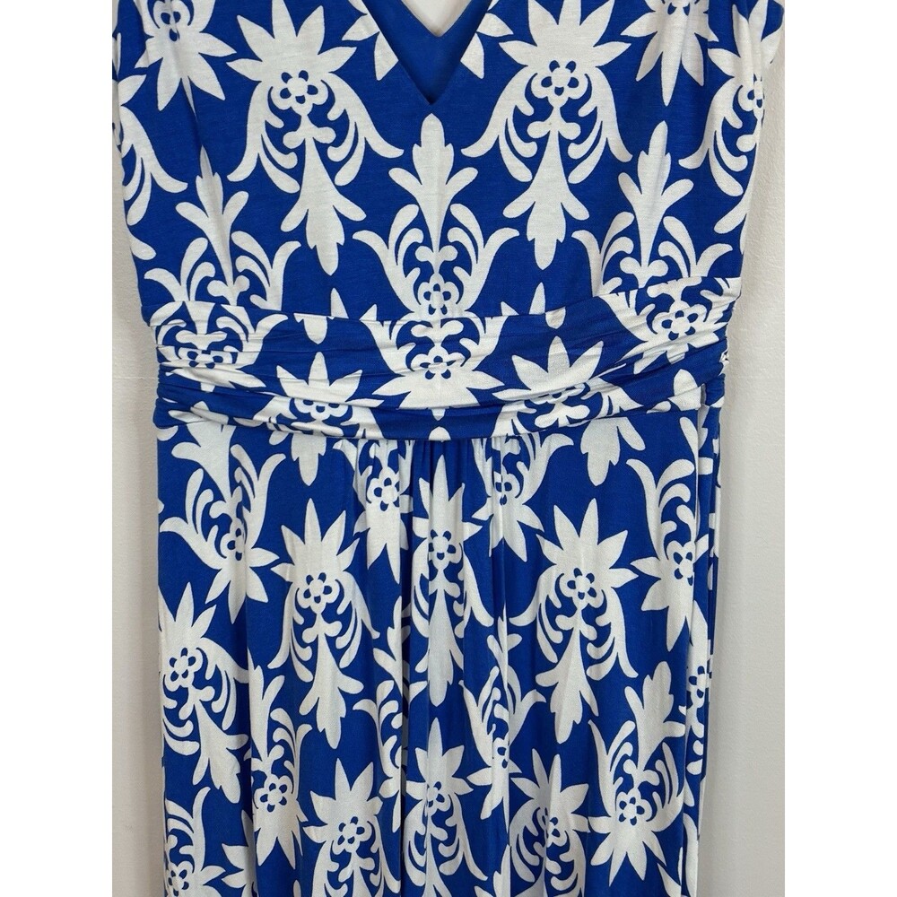 BODEN Damask Maxi Dress Navy White Floral Sleeveless Jersey Stretch 4 Petite - Picture 5 of 10